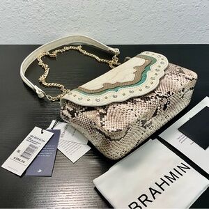 Brahmin Rosa CLOUD DANCER DUBOIS Mixed LeatherW/Crystals & Studs